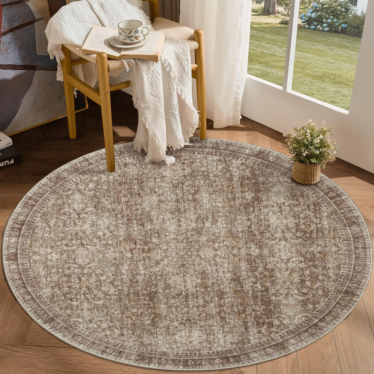 Sasttie 4x6 Area Rugs, Ultra-Soft Washable Rug for Living Room, Beige