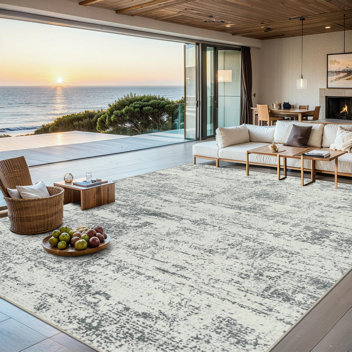 PLHXFR 8x10 Area Rug Living Room: Modern Abstract Washable Carpet Multi