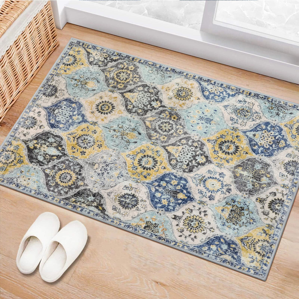 Lahome Moroccan Machine Washable Rugs for Living Room, 4x6 Rug for Bedroom