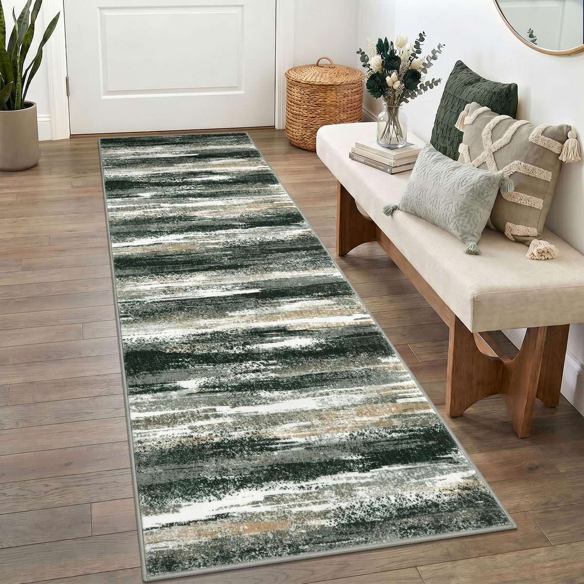 Lansny Abstract 2x3 Area Rug Small Washable Entryway Rug Non Slip Door Mat