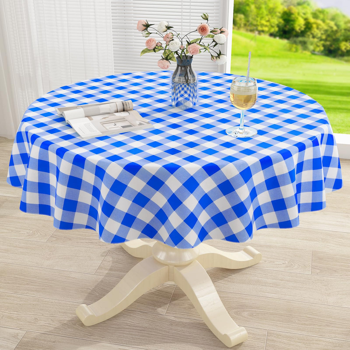 misaya Rectangular Waterproof Vinyl Table Cloth, Flannel Backed Tablecloth