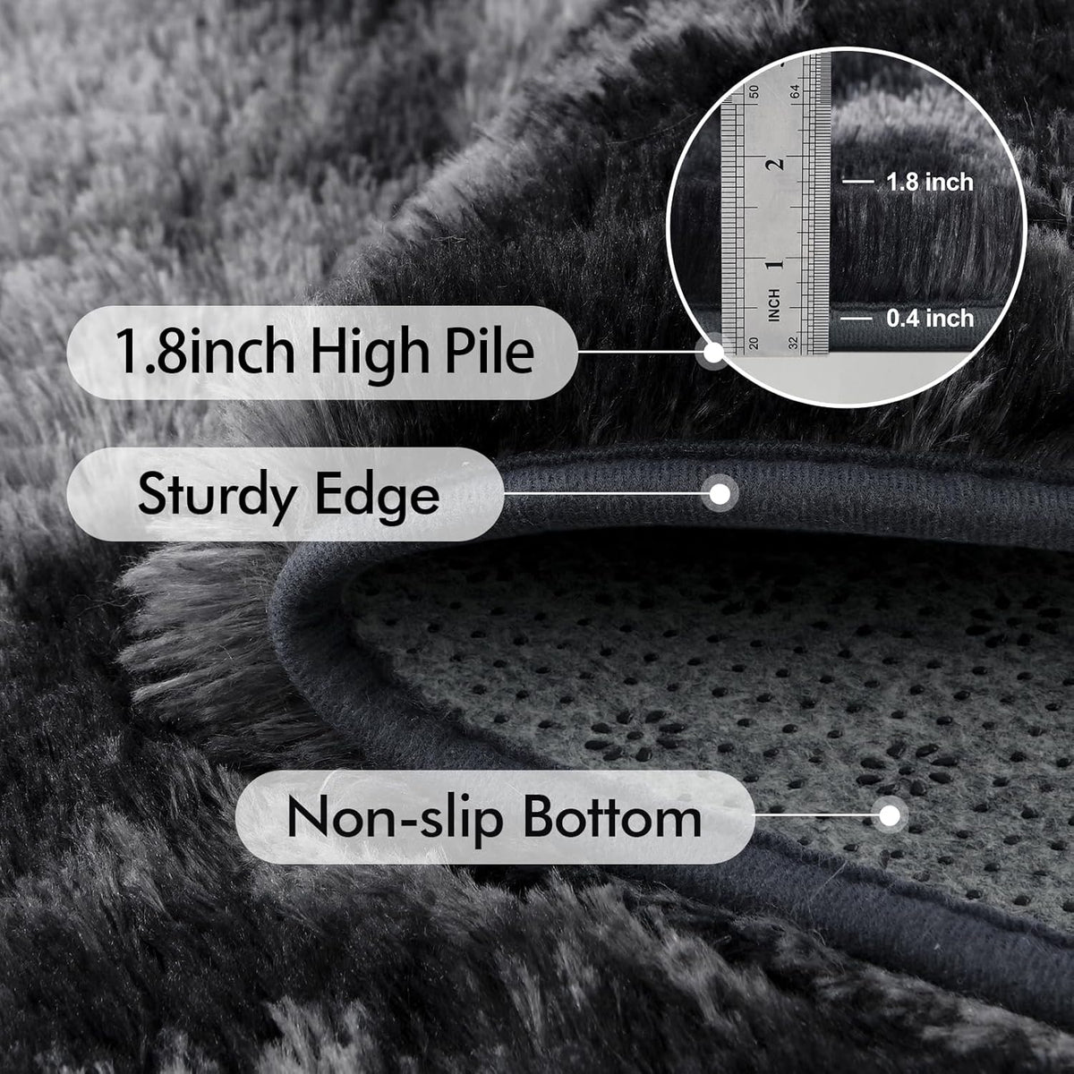 6x9 Ft Large Shag Rugs for Living Room Decor, Tie-Dyed Ultra Soft Fluffy Furry Area Rugs for Bedroom Indoor Floor, Aesthetic Carpet for Kids Home (Dark Grey)
