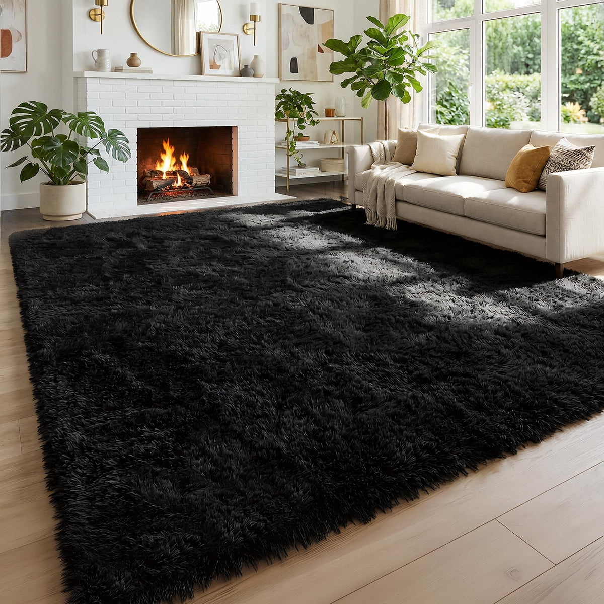 Amdrebio Grass Green Fluffy Area Rug 4x6 for Bedroom Classroom Living Room