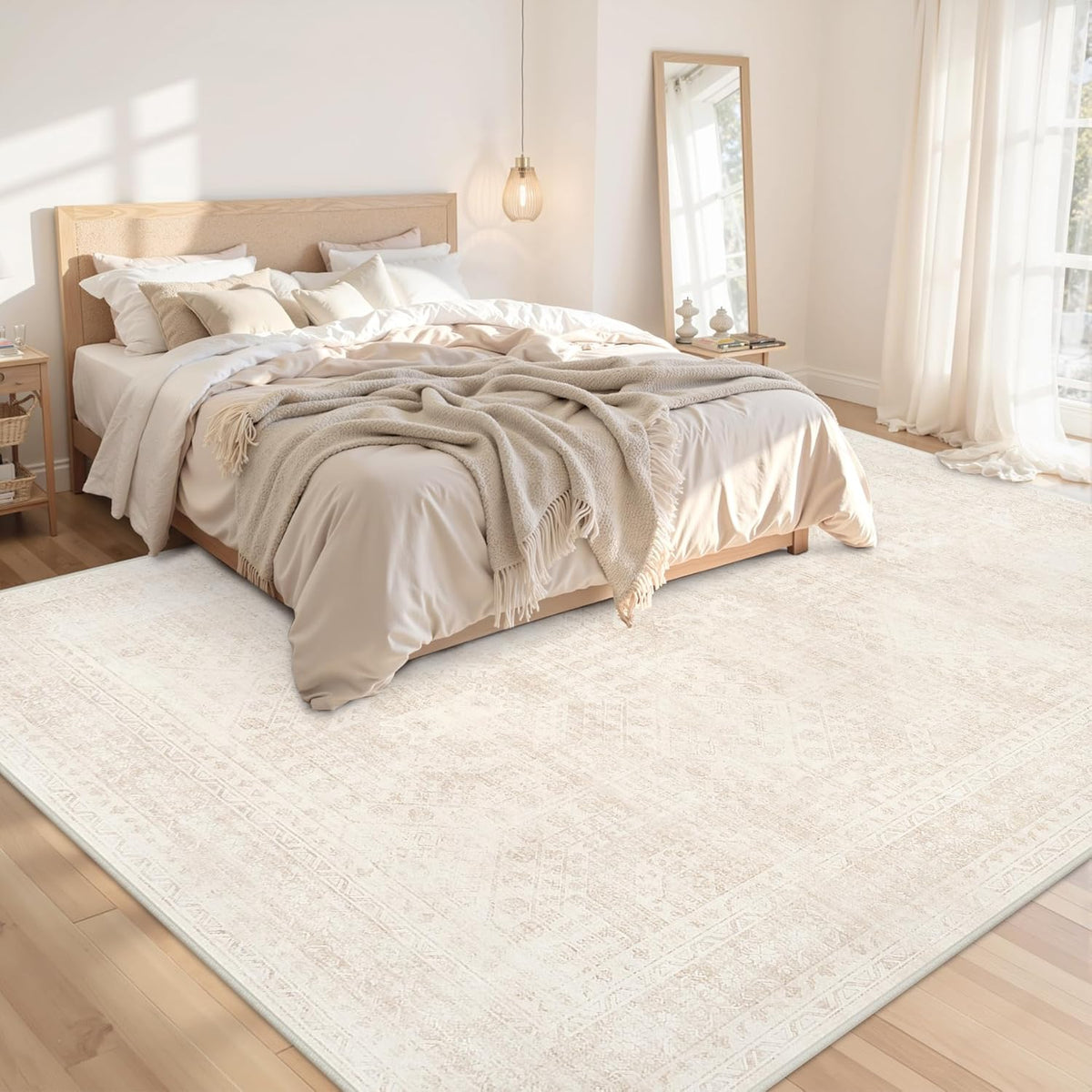 8x10 Area Rugs Living Room: Bedroom Neutral Washable Carpet Beige
