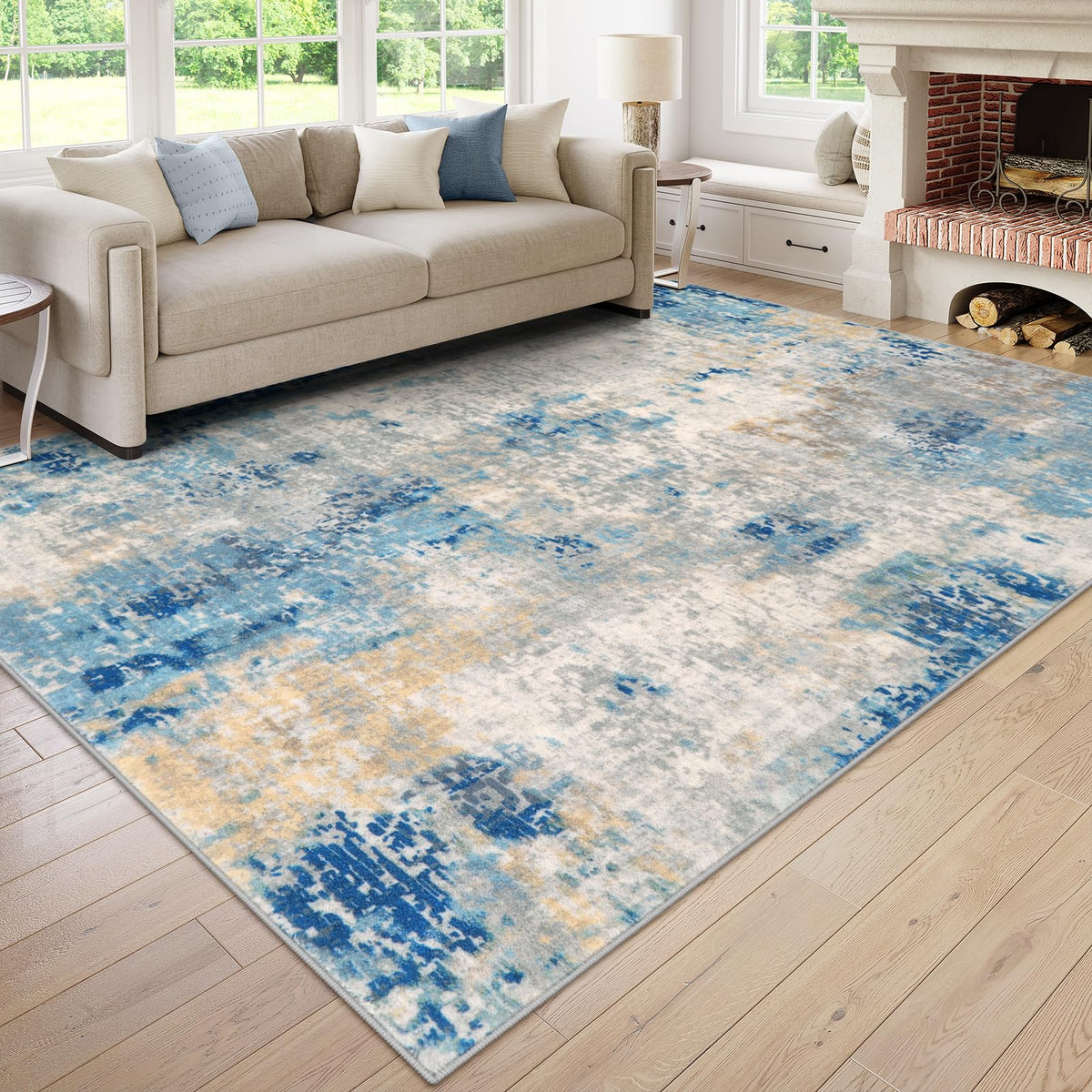 Lahome Modern Abstract Washable 5x7 Area Rugs for Living Room, Colorful Soft Bedroom Rug Low Pile Non Slip,Stain Resistance Dining Room Carpet for Nursery Office Entrance Home Office Decor