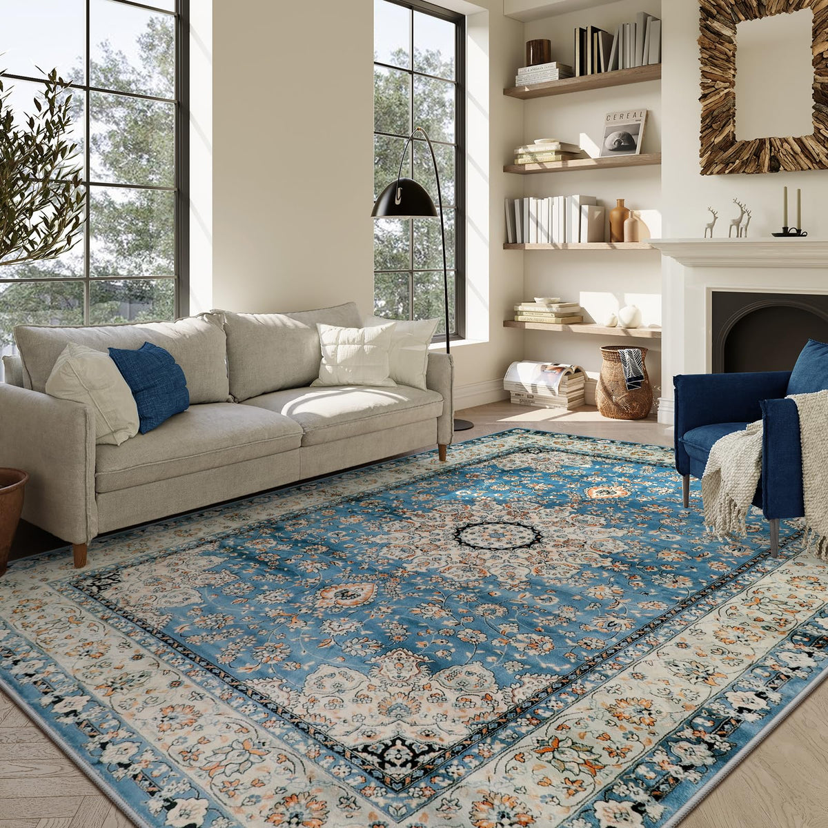 Lahome Felice Boho Tribal 2x3 Washable Small Rugs for Entryway Doormat Indoor Entrance, Throw Rugs with Rubber Backing, Bohemian Soft Non-Slip Bathroom Carpet for Bath Front Door Kitchen Floor