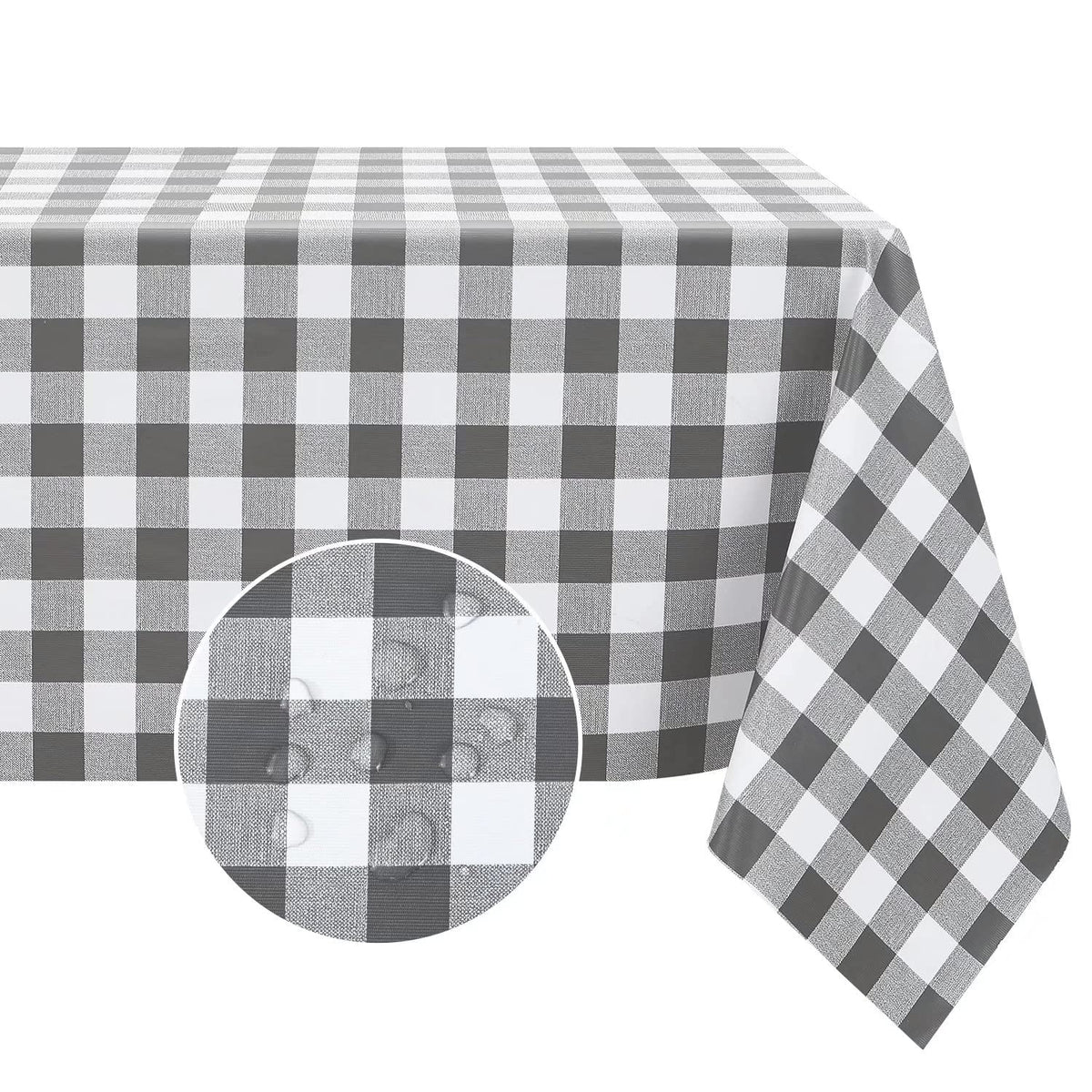 Romanstile Rectangle Vinyl Tablecloth, 100% Waterproof Buffalo Gingham Plastic Table Cloth, Heavy Duty Wipeable Checkered Table Covers for Outdoor, Camping, Picnic, Patio - 54 x 78, Light Blue