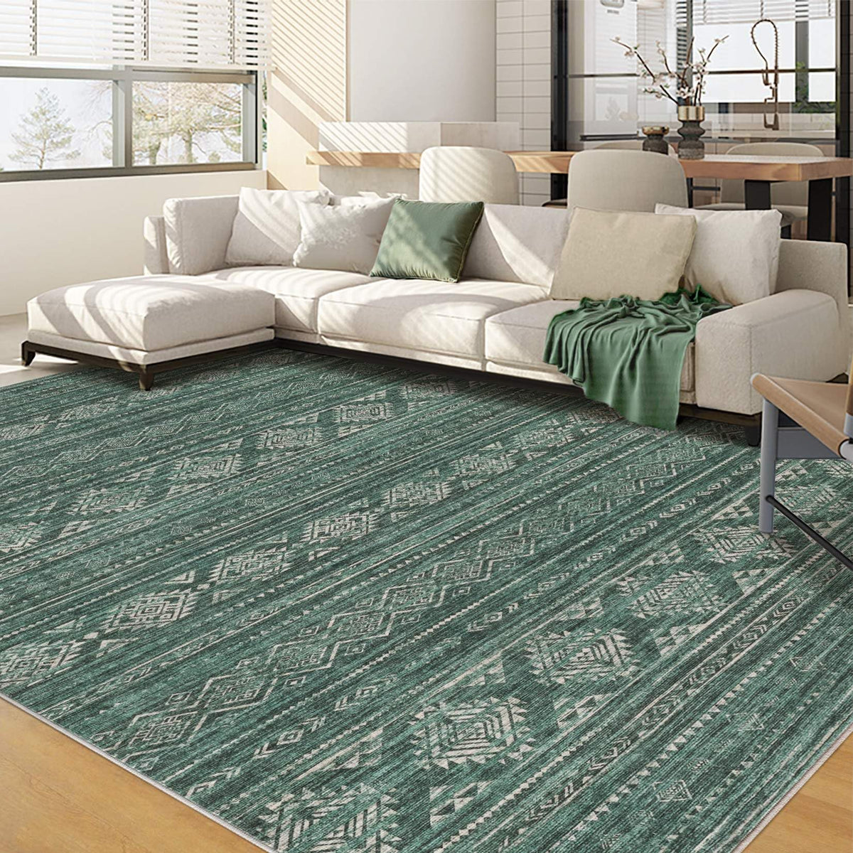 Nakagishi Boho 5x7 Area Rug Living Room Rugs Machine Washable Beige/Brown