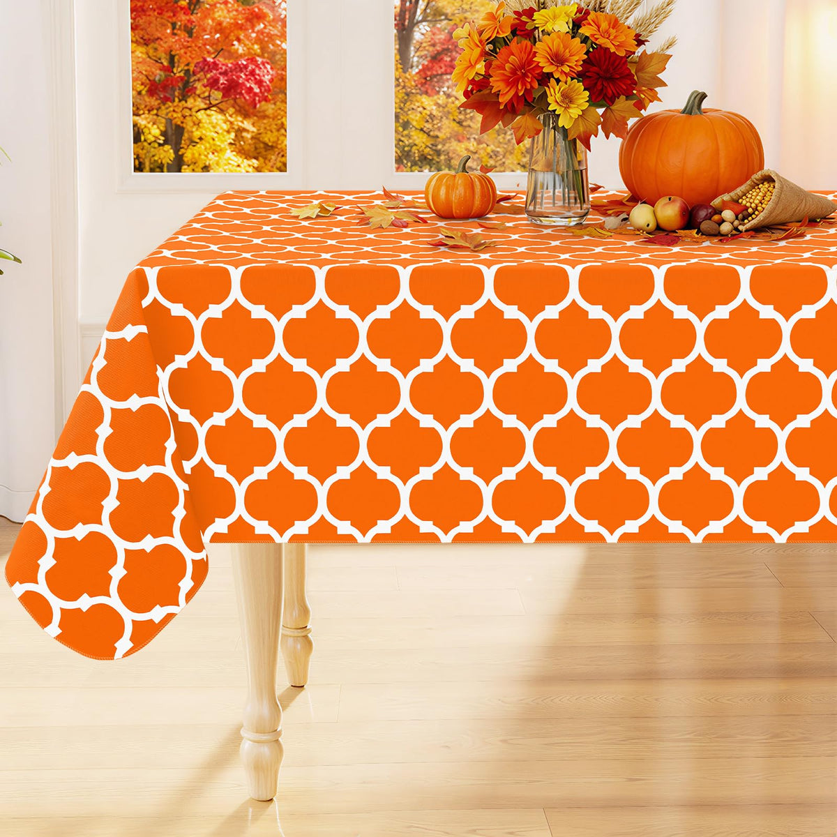 Smiry Rectangle Table Cloth, Flannel Backed Vinyl Tablecloth, 60"x84"