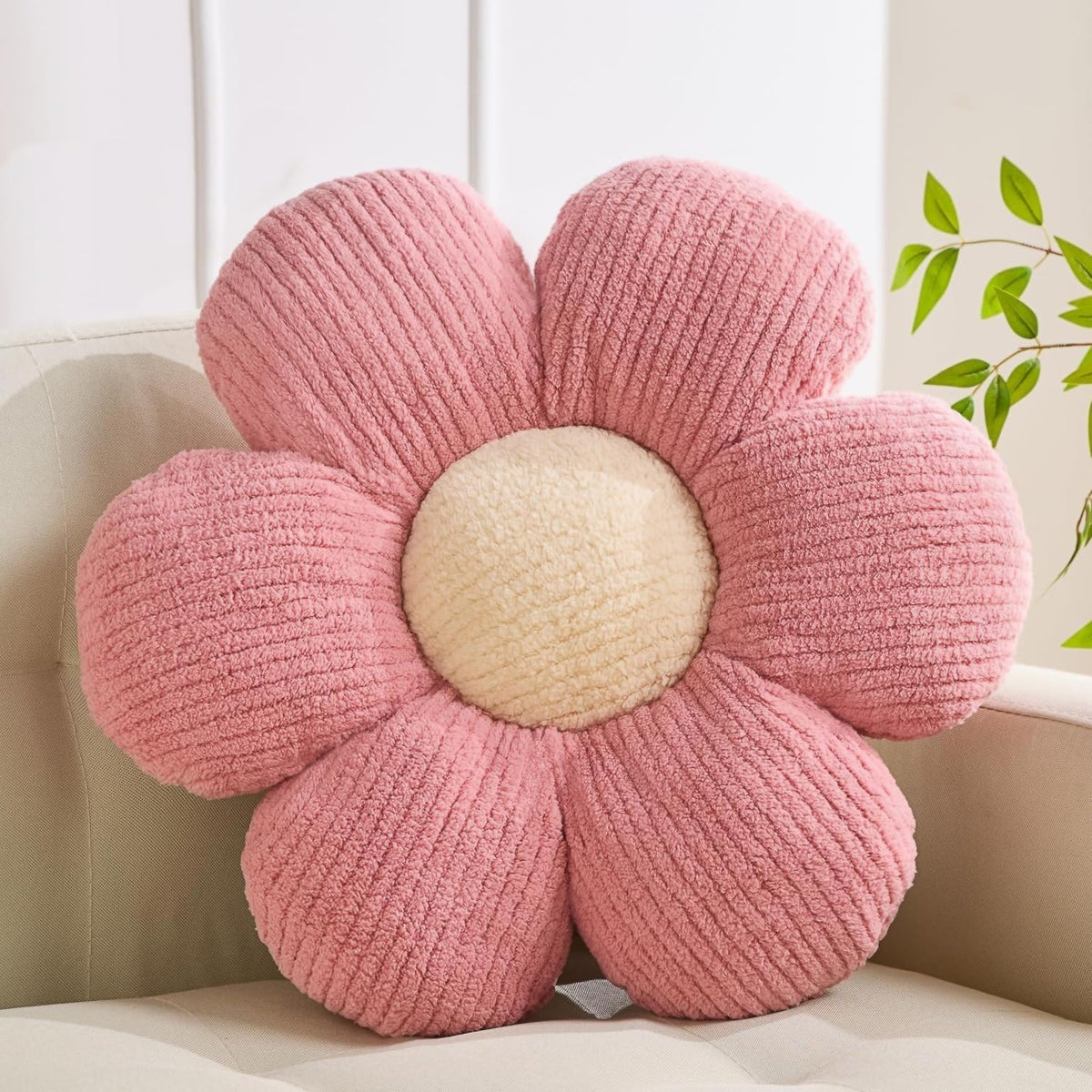 XIAIJIA Flower Pillow, Pink Daisy Throw Pillows, Flower Cushion 15.7 Inch