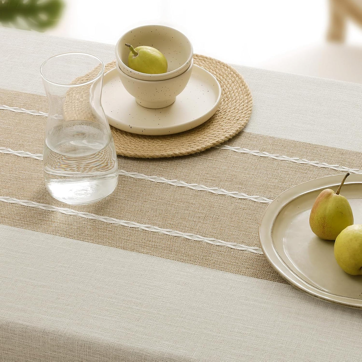 Softalker Fall Linen Rectangle Tablecloth with Tassel, 55 x 70 Inch