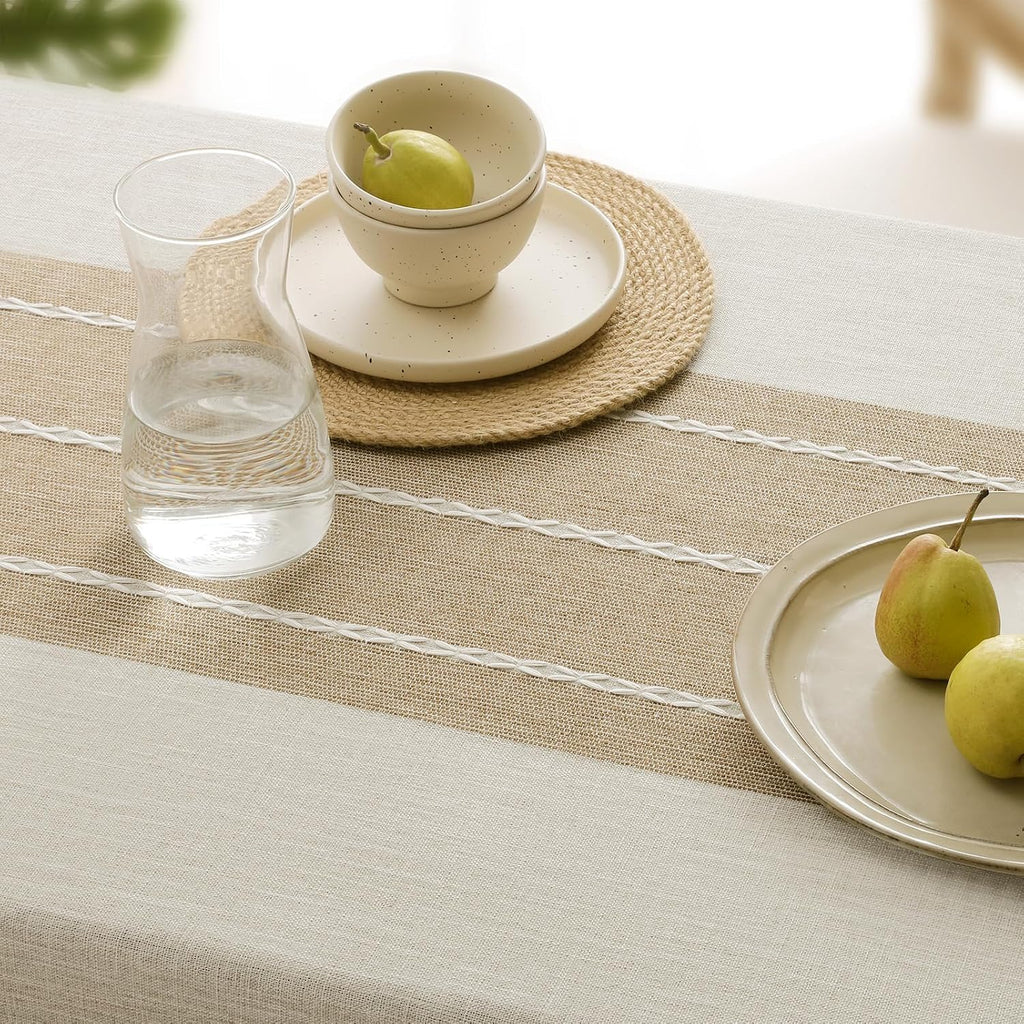 Softalker Fall Linen Rectangle Tablecloth with Tassel, 55 x 70 Inch