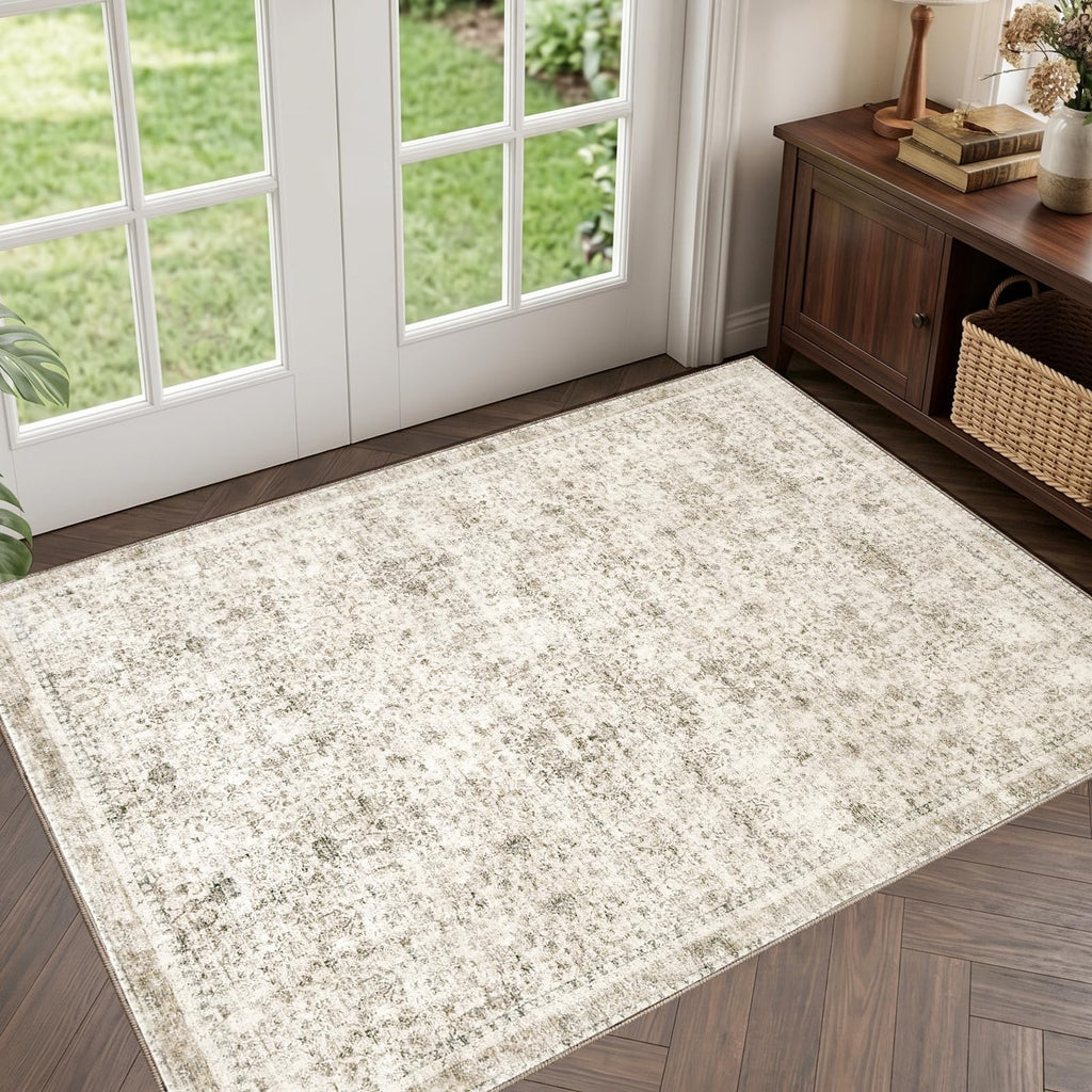 Sasttie 4x6 Area Rugs, Ultra-Soft Washable Rug for Living Room, Beige