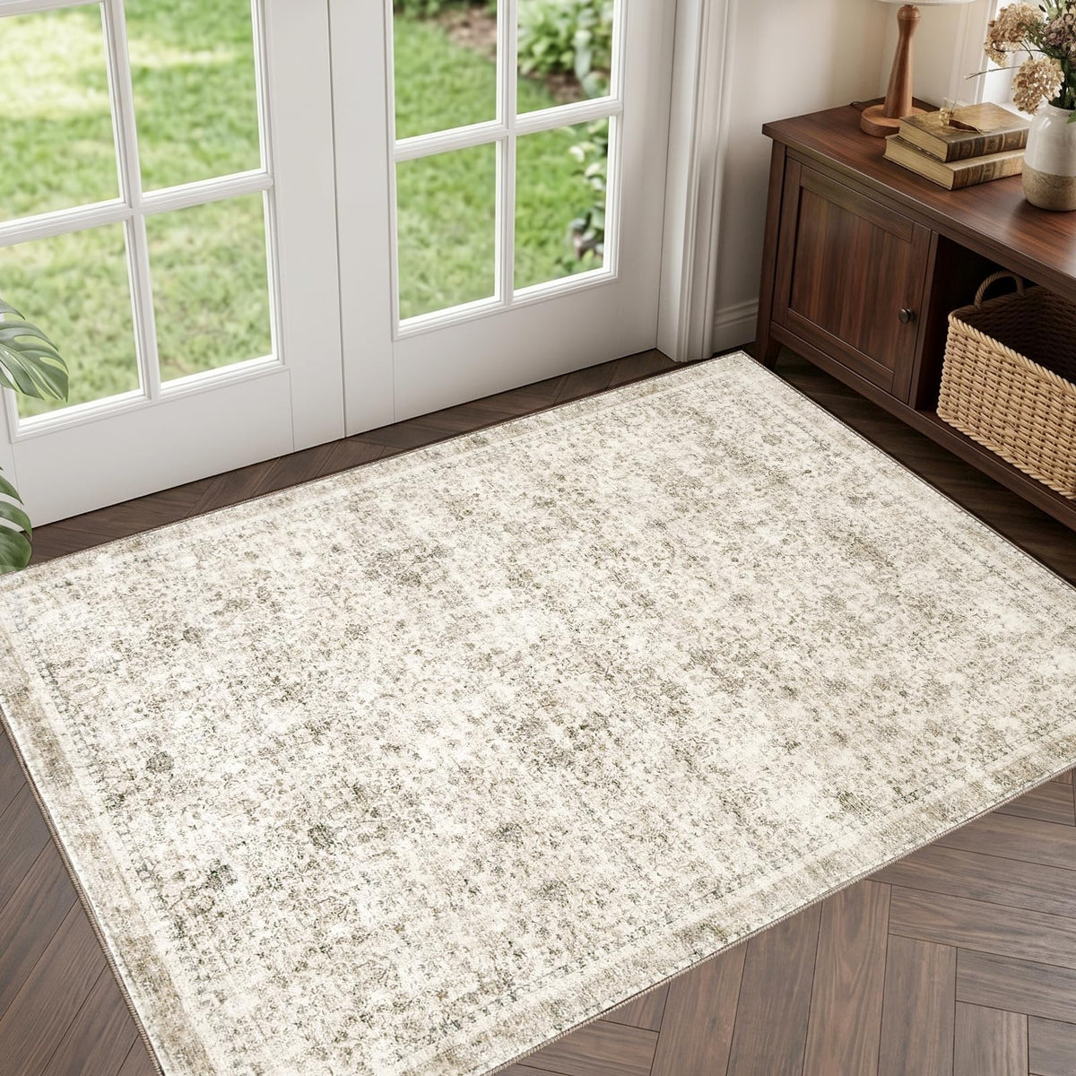 Sasttie 4x6 Area Rugs, Ultra-Soft Washable Rug for Living Room, Beige