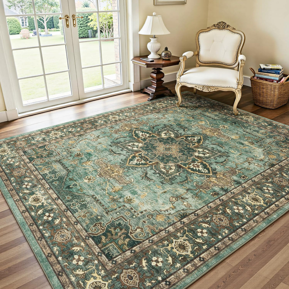 Lofus 5x7 Area Rugs for Living Room Bedroom, Soft Boho Carpet Floral Brown