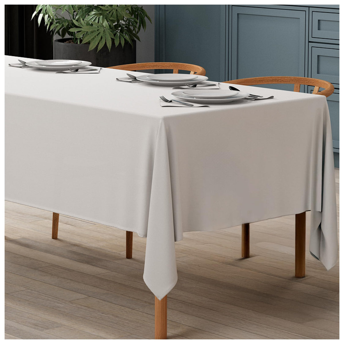 WEALUXE White Table Cloths for 6 Foot Rectangle Tables, 2-Pack, 60x102 inches, Water, Stain and Wrinkle Resistant, 200 GSM Washable Poly Fabric Tablecloths Rectangular, Elegant and Durable