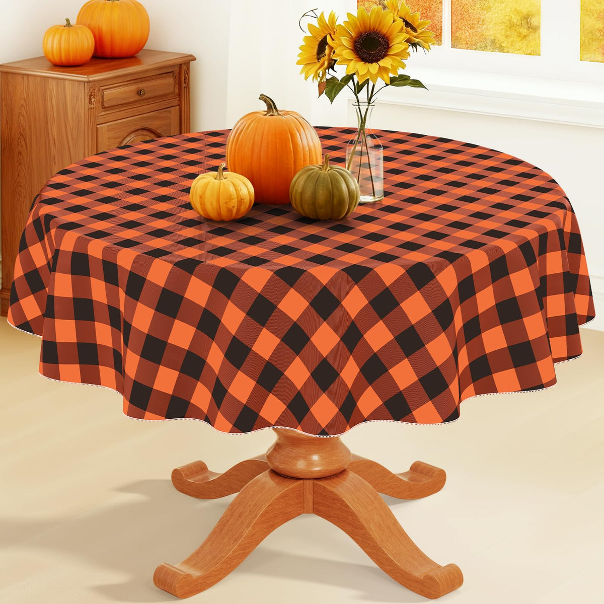 Smiry Picnic Table Cloth, Vinyl Tablecloths with Flannel Backing, 60"x84"