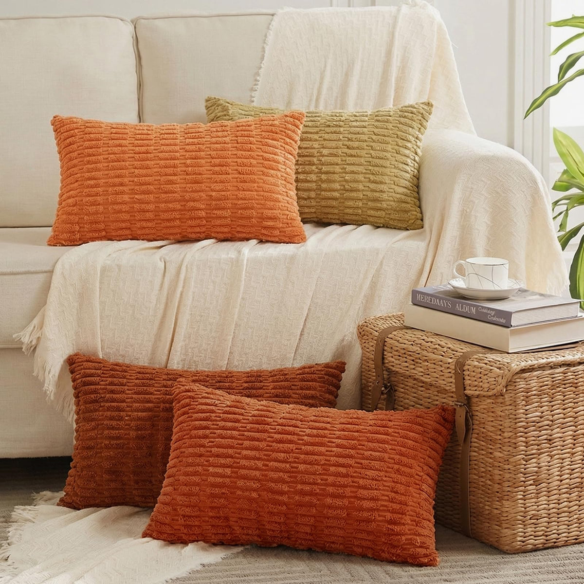Fancy Homi 4 Packs Decorative Throw Pillow Covers for Living Room Couch Bed, Modern Farmhouse Boho Home Décor Accent Cushion Case, 18" x 18", Neutral