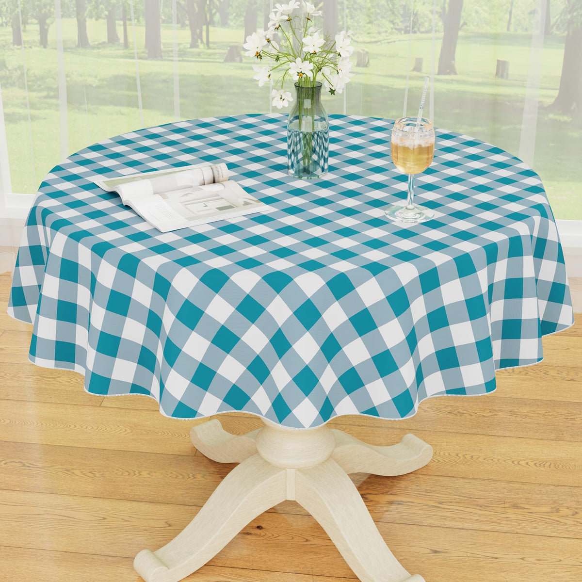 Smiry Picnic Table Cloth, Vinyl Tablecloths with Flannel Backing, 60"x84"