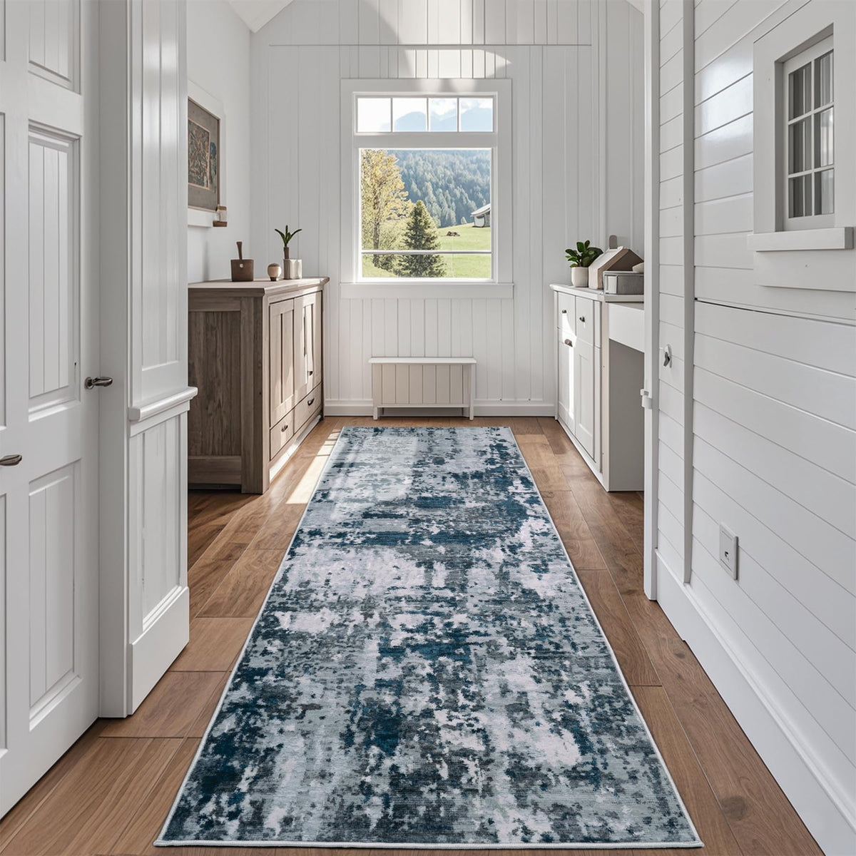 8x10 Area Rugs for Living Room Washable Bedroom Dining Room Blue Grey