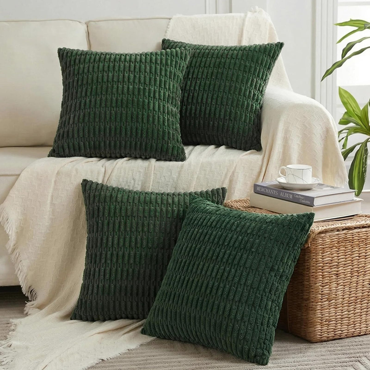 Fancy Homi 4 Packs Decorative Throw Pillow Covers for Living Room Couch Bed, Modern Farmhouse Boho Home Décor Accent Cushion Case, 18" x 18", Neutral