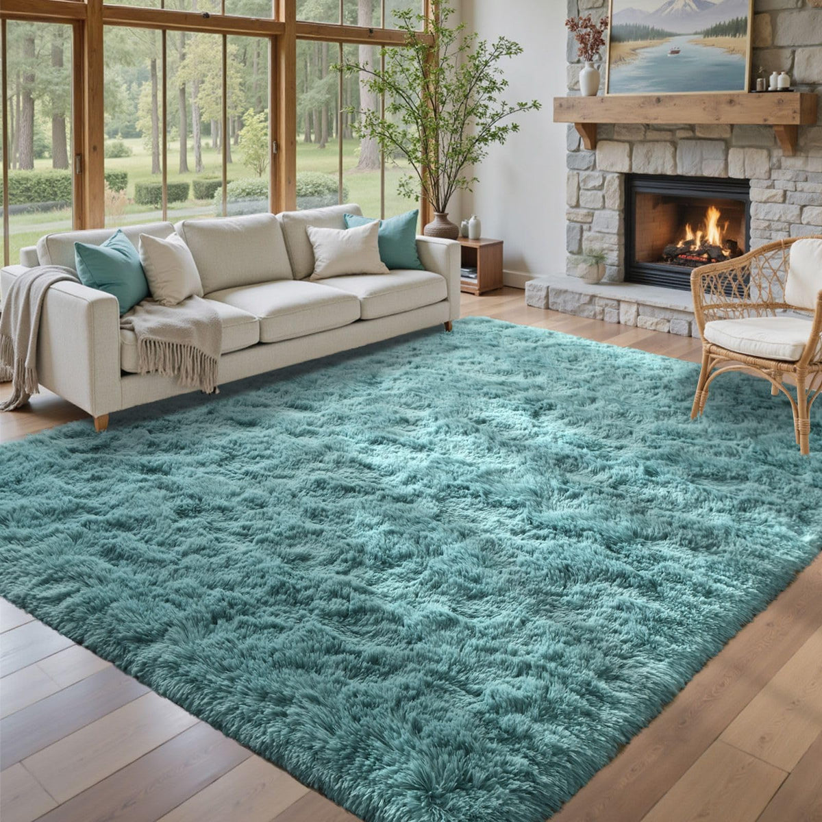 5x7 Black Area Rugs for Living Room, Large Fluffy Shag Bedroom Rugs Non-Slip, Ultra Soft Plush Carpet for Nursery Kids PlayRoom Dorm Office Indoor Modern Carpets