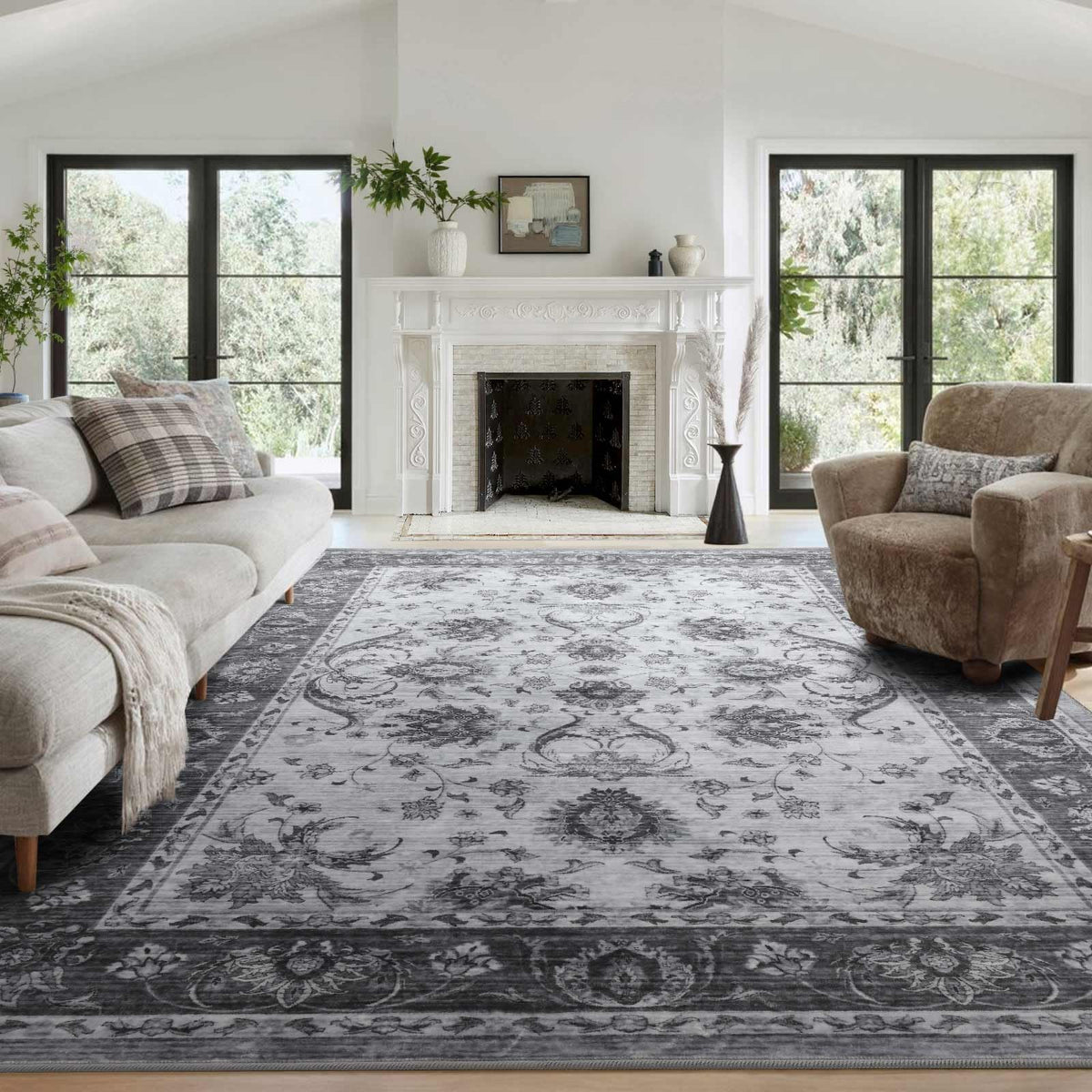 6x9 Ft Large Area Rugs for Living Room, Soft Non-Slip Washable Rugs Modern Abstract Pattern Carpet for Bedroom Indoor Floor Nursery Home Decor (Blue)
