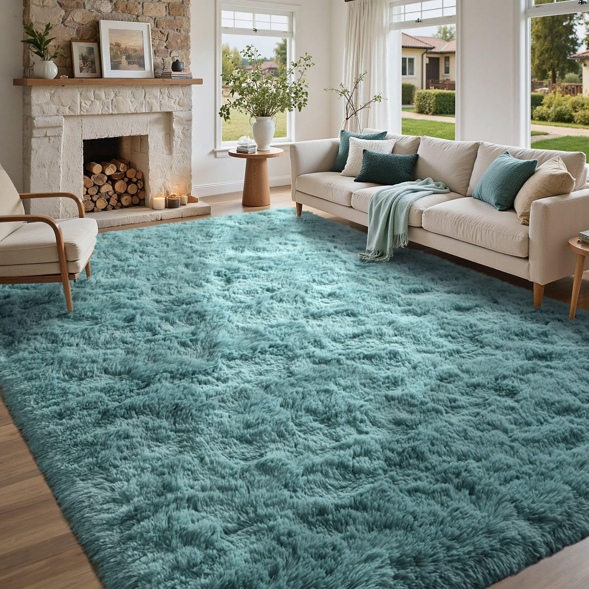 5x7 Black Area Rugs for Living Room, Large Fluffy Shag Bedroom Rugs Non-Slip, Ultra Soft Plush Carpet for Nursery Kids PlayRoom Dorm Office Indoor Modern Carpets