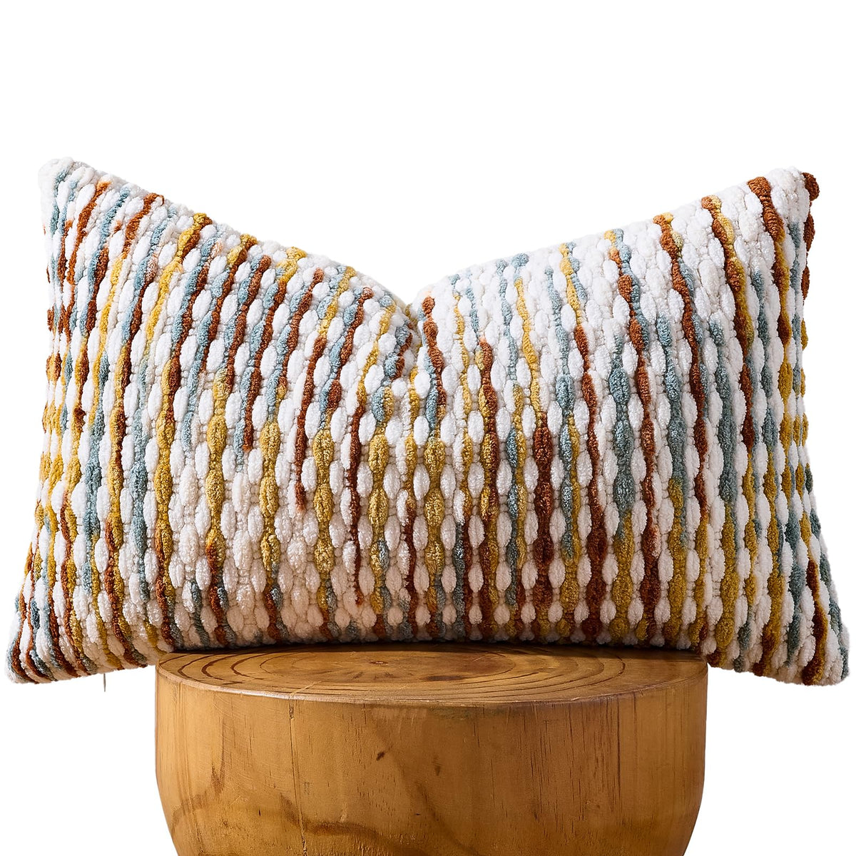 AmHoo Set of 2 Boho Chenille Pillow Cover Decorative Tufted Pillowcase for Couch Bed Sofa Bedroom Living Room Modern 18 x 18-Inch Brown
