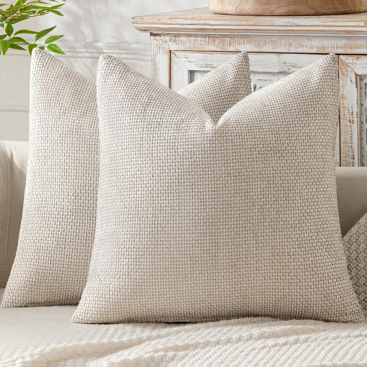 MIULEE Decorative Couch Throw Pillow Covers 18x18 Inch Coastal Blue 2 Pack