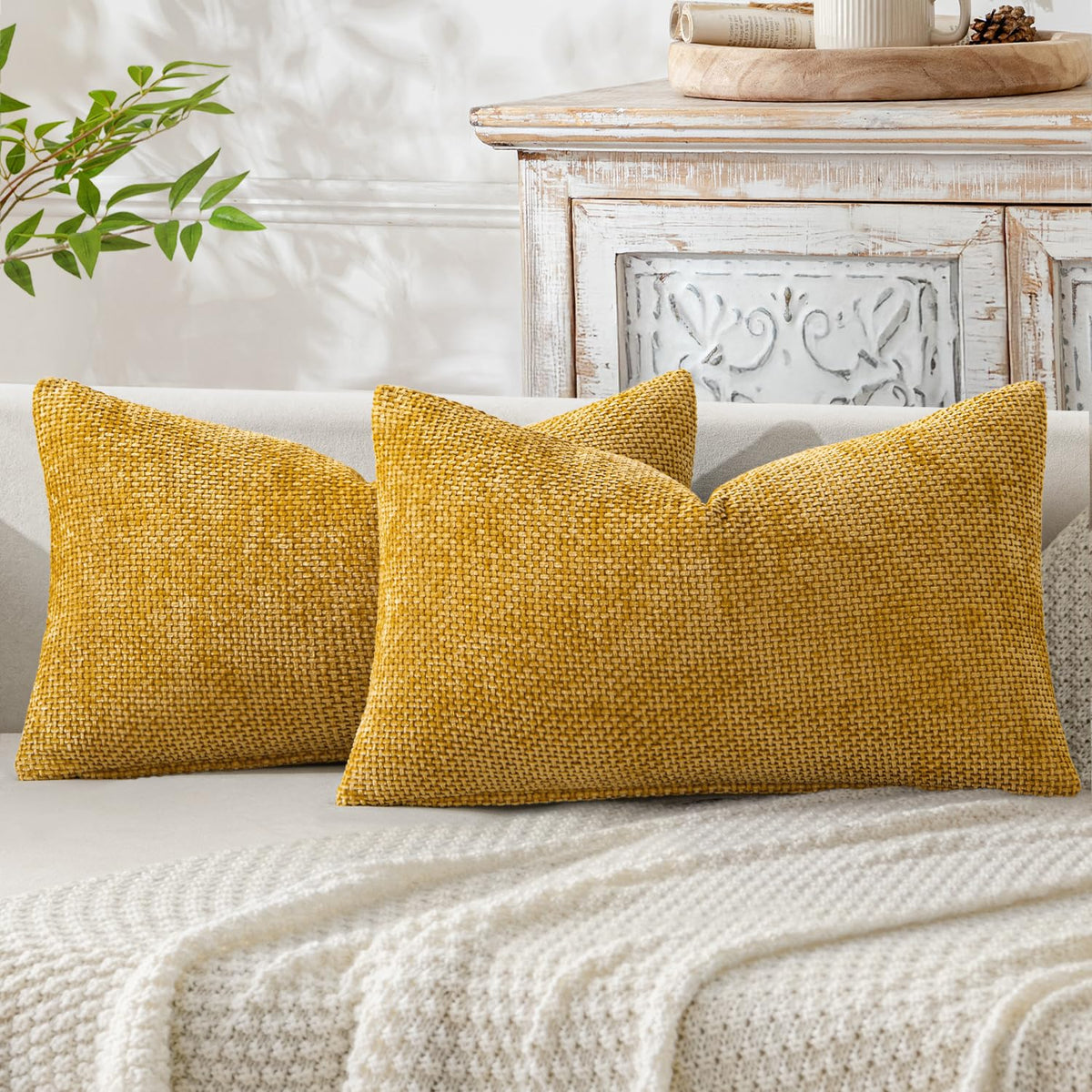 MIULEE Decorative Couch Throw Pillow Covers 18x18 Inch Coastal Blue 2 Pack