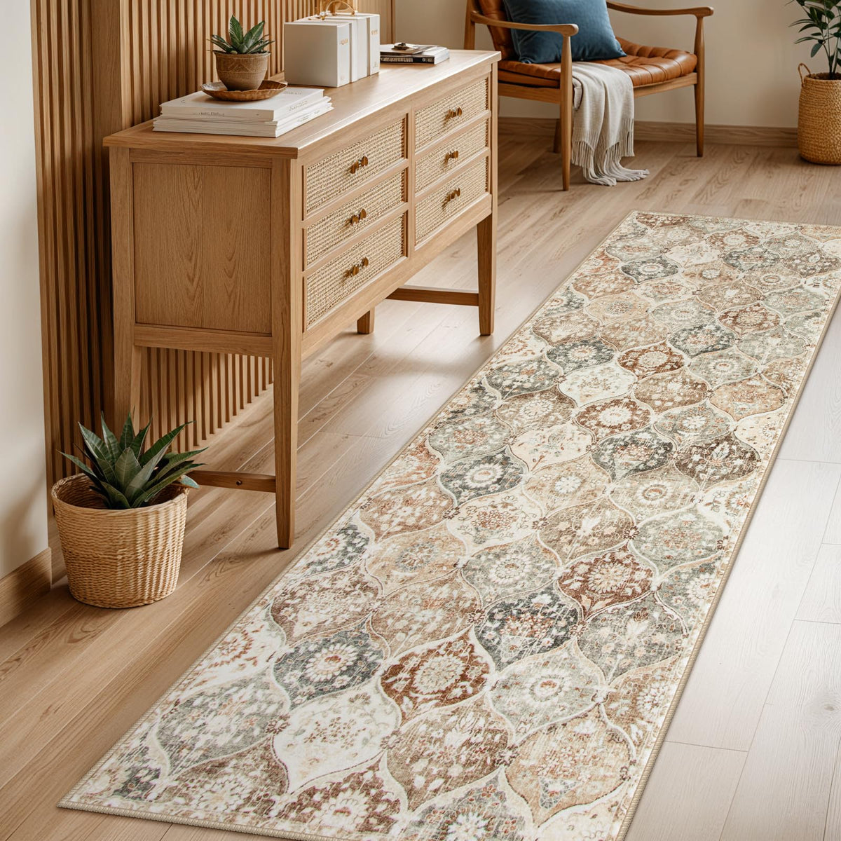 Lahome Moroccan Machine Washable Rugs for Living Room, 4x6 Rug for Bedroom