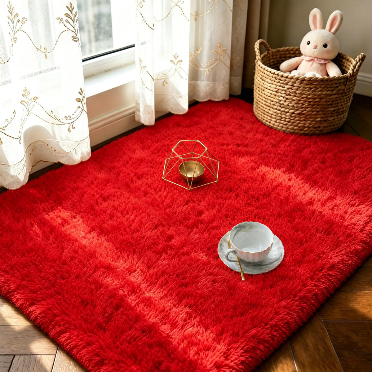 LOCHAS 4x6 Area Rugs Fluffy Living Room Carpets for Kids Bedroom, White