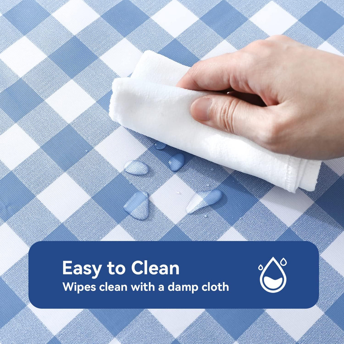 Romanstile Rectangle Vinyl Tablecloth, 100% Waterproof Buffalo Gingham Plastic Table Cloth, Heavy Duty Wipeable Checkered Table Covers for Outdoor, Camping, Picnic, Patio - 54 x 78, Light Blue