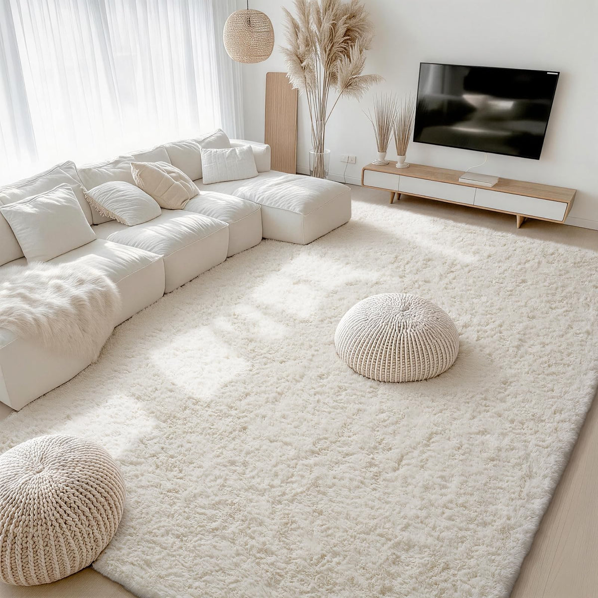 Ophanie Area Rugs for Living Room Bedroom, Washable Non-Slip Fluffy Soft Grey Shag Carpet, Indoor Floor Gray 4x6 Fuzzy Shaggy Living Room Plush Rug for Kids Home Dorm Decor Aesthetic