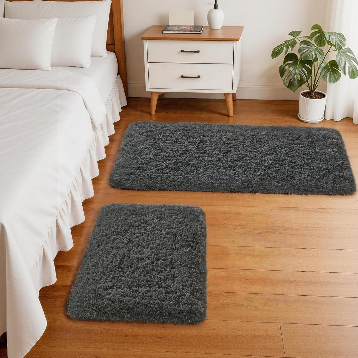 Ophanie Area Rugs for Living Room Bedroom, Washable Non-Slip Fluffy Soft Grey Shag Carpet, Indoor Floor Gray 4x6 Fuzzy Shaggy Living Room Plush Rug for Kids Home Dorm Decor Aesthetic
