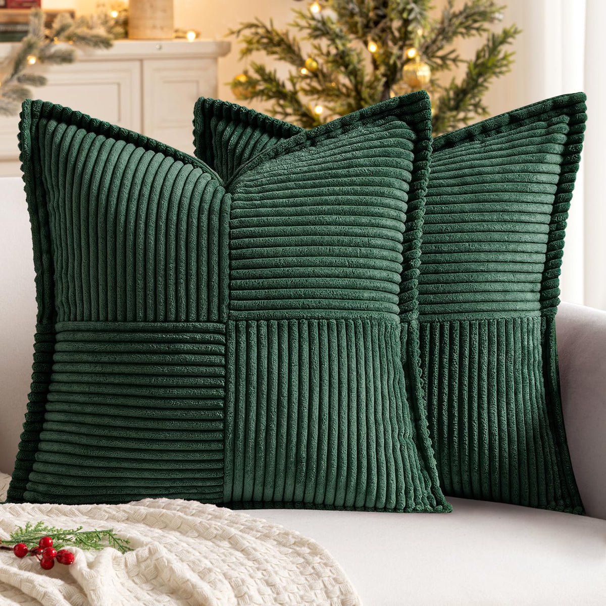 MIULEE Decorative Throw Pillow Covers for Couch 18x18 Inch Beige 2 Pack