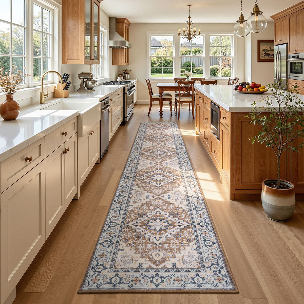 Lofus 5x7 Area Rugs for Living Room Bedroom, Soft Boho Carpet Floral Brown