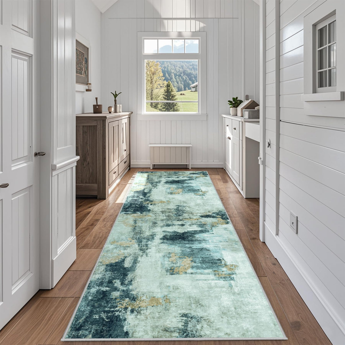 8x10 Area Rugs for Living Room Washable Bedroom Dining Room Blue Grey