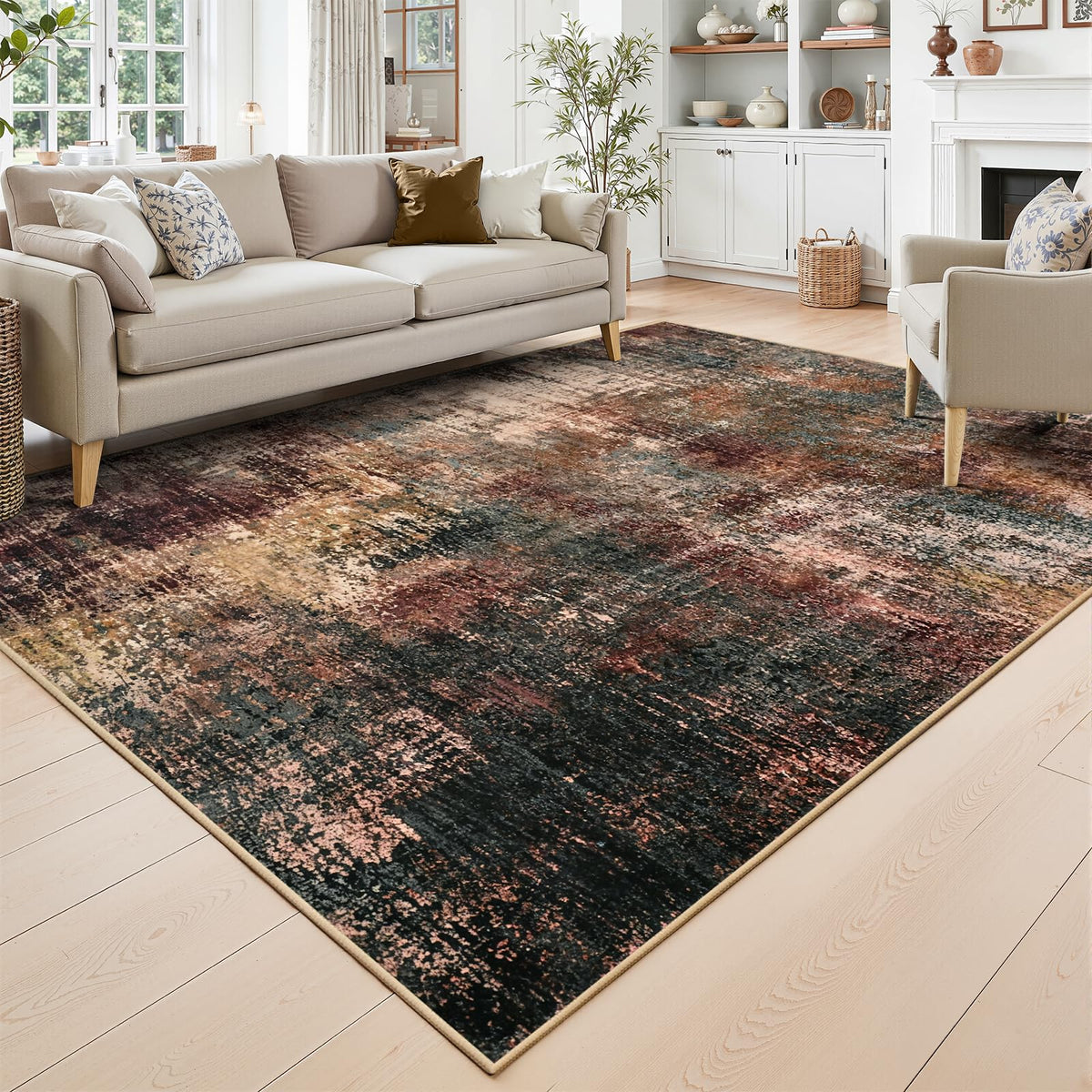 Toneed 4'x6' Washable Area Rugs for Bedroom Living Room, 48"x72" Grey