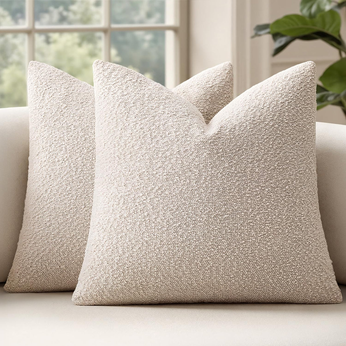 MIULEE 20x20 Decorative Boucle Couch Pillow Covers Brown