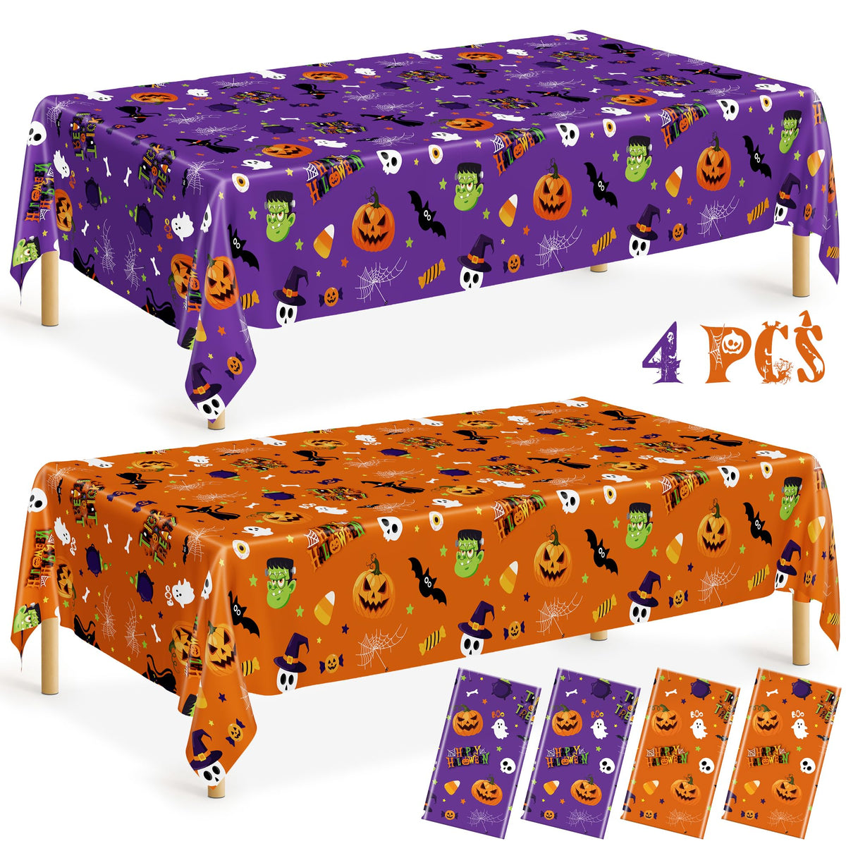 QZYL 4 Packs White Plastic Tablecloth, Large Sturdy Disposable Table Cloth