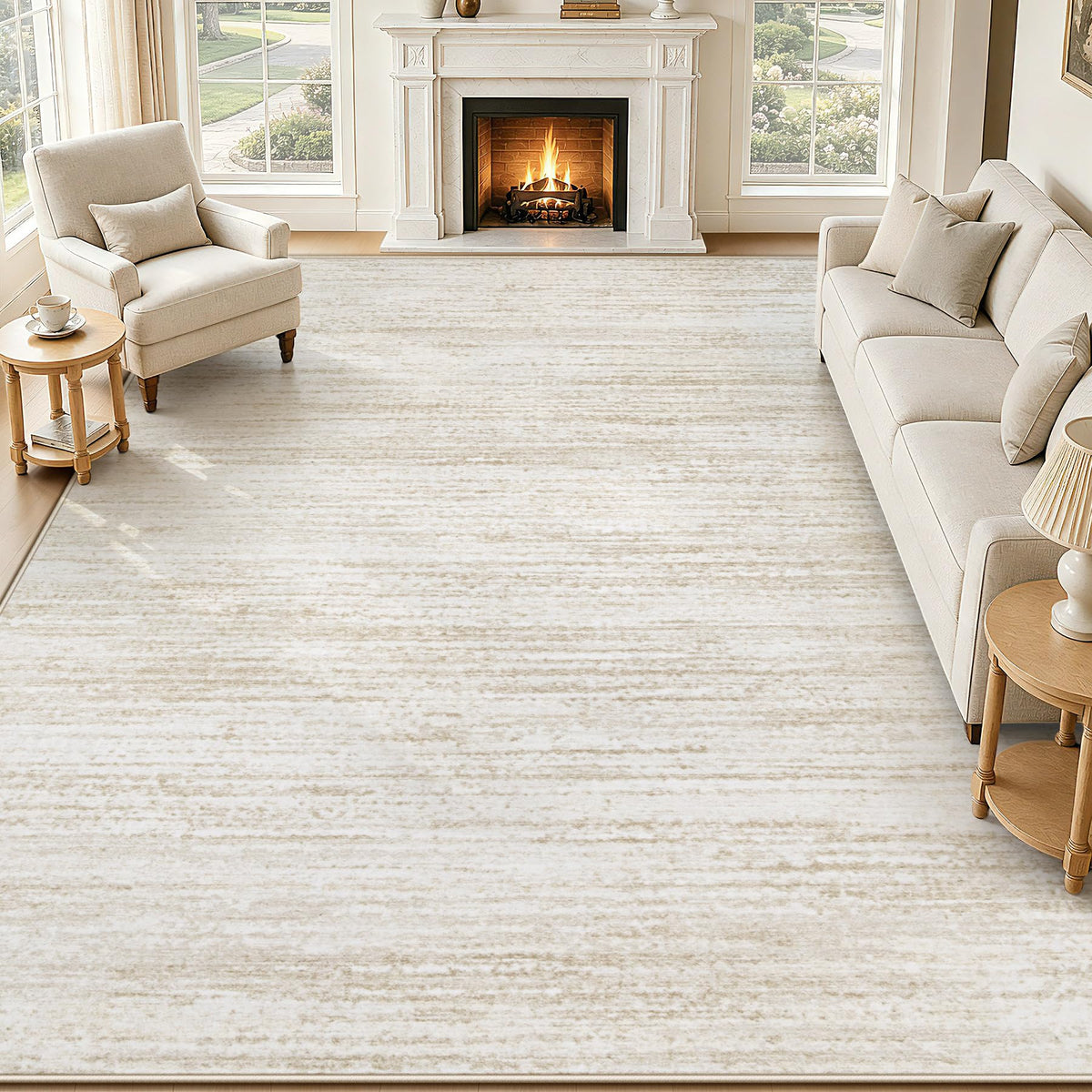 Area Rug 6x9 Living Room Rugs: Washable Modern Rug Non-Slip Soft Rugs Stain Resistant Printed Rug Indoor Carpet for Bedroom Kitchen Dining Room Nursery Home(Beige, 6'x9')