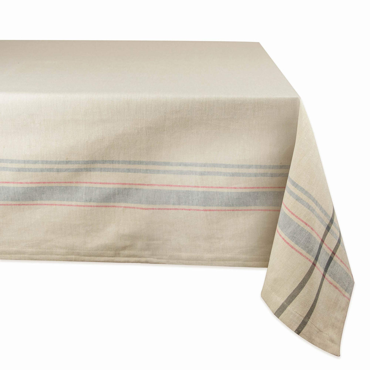 DII French Stripe Tabletop Collection Farmhouse Style Dining Table Linen Tablecloth, 60x120, Blue Chambray