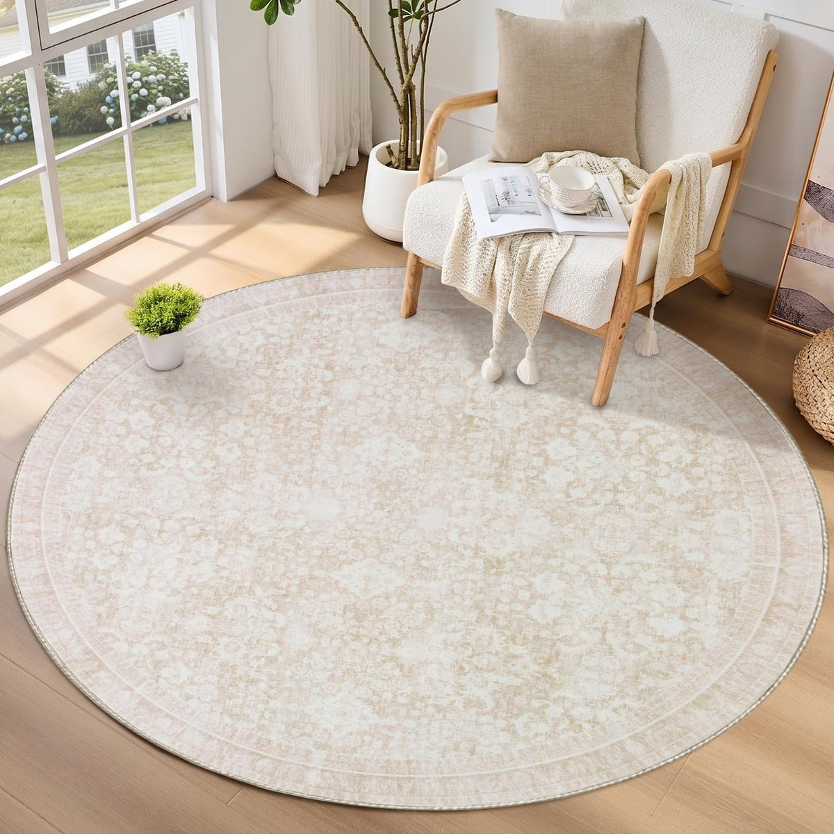 Sasttie 4x6 Area Rugs, Ultra-Soft Washable Rug for Living Room, Beige
