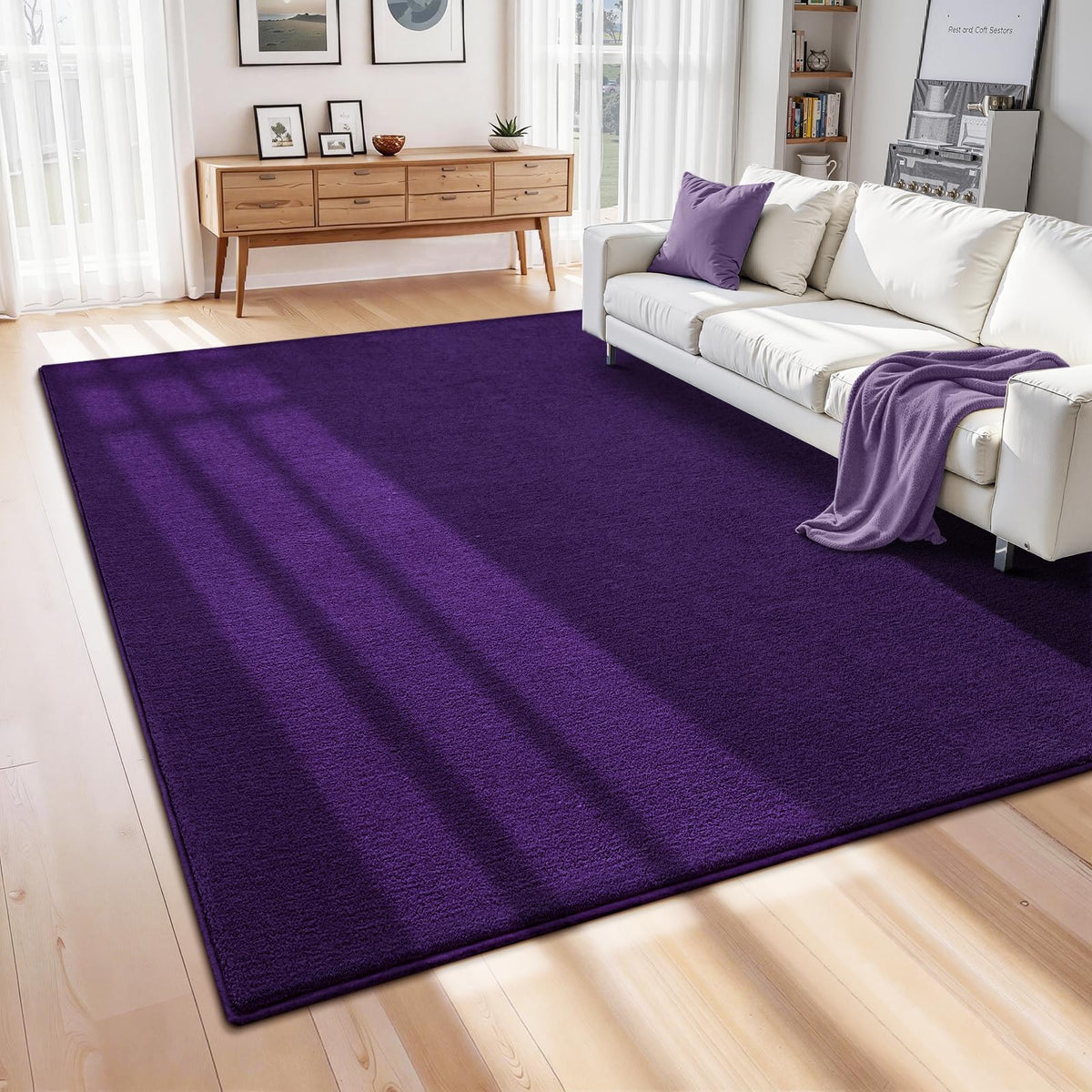 ISEAU 4x6 Soft Area Rug for Bedroom, Washable and Non-Slip, Purple