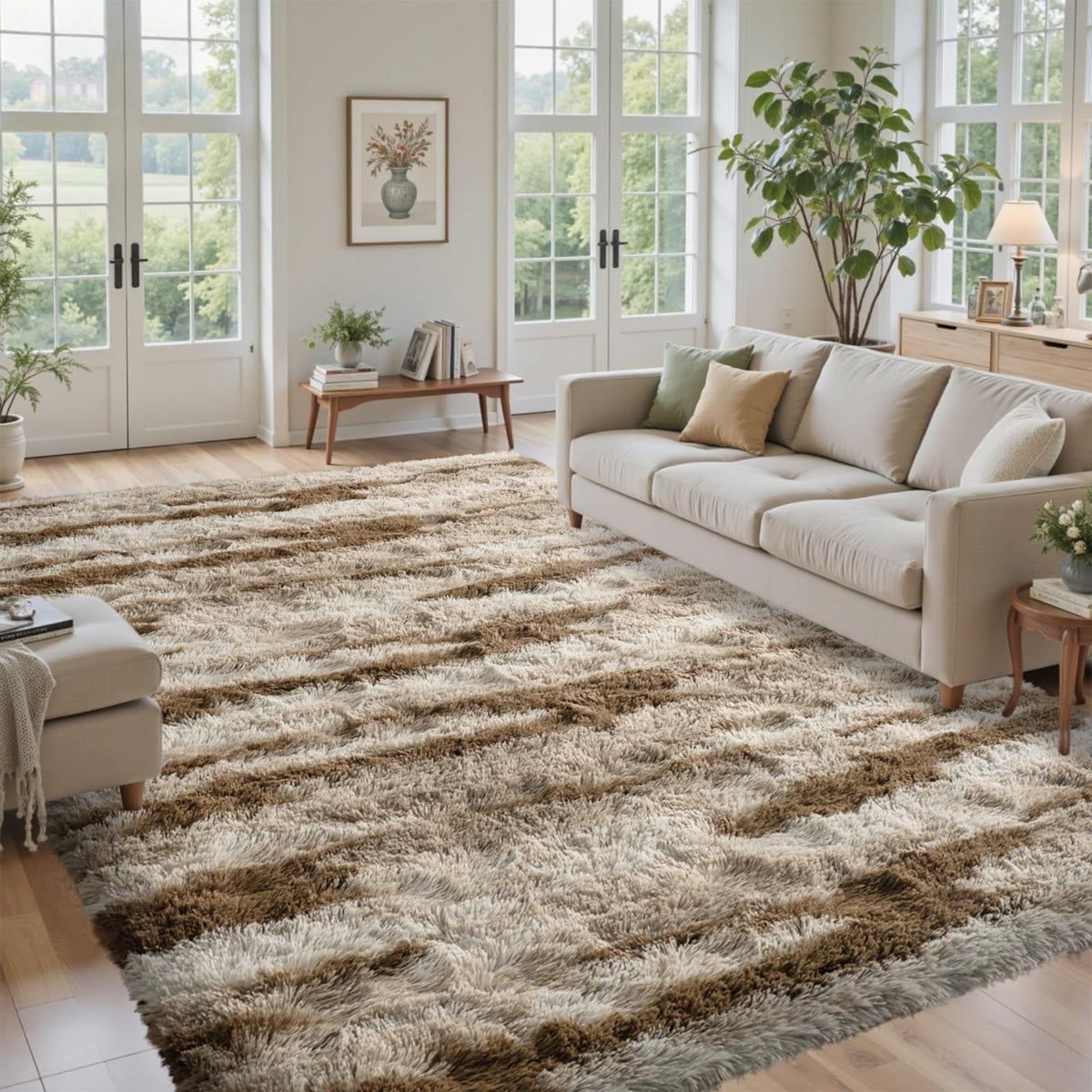 5x7 Black Area Rugs for Living Room, Large Fluffy Shag Bedroom Rugs Non-Slip, Ultra Soft Plush Carpet for Nursery Kids PlayRoom Dorm Office Indoor Modern Carpets