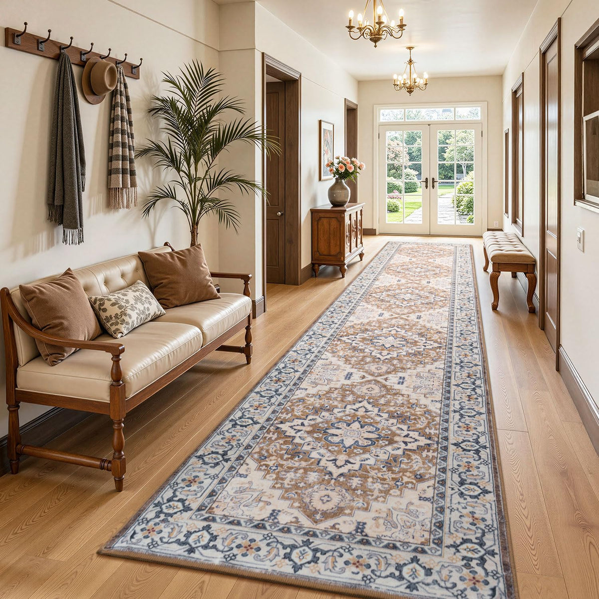 Lofus 5x7 Area Rugs for Living Room Bedroom, Soft Boho Carpet Floral Brown