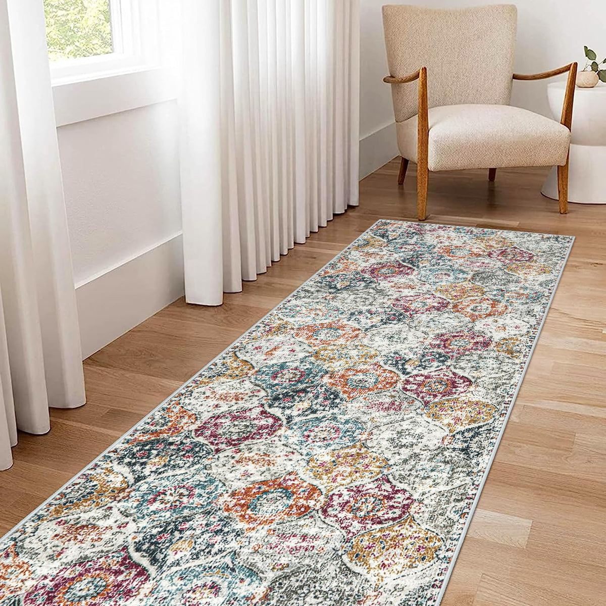 Lahome Moroccan Machine Washable Rugs for Living Room, 4x6 Rug for Bedroom