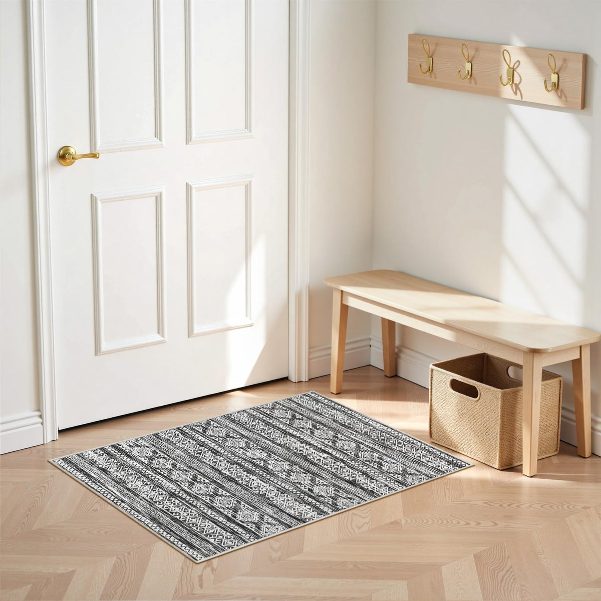 Tortania Area Rug Living Room Rugs - 5x7 Washable Large Soft Neutral Boho Moroccan Bohemian Farmhouse Rug Indoor Floor Carpet for Bedroom Under Dining Table Home Office Decor - Cream Brown